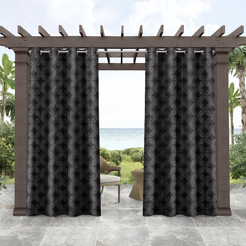 Tommy Bahama Indoor/Outdoor Island Tile Light Filtering 2-panel Window Curt
