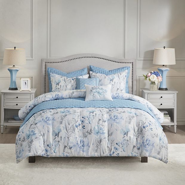 Mckenzie King Bed Pillow Cover Set in Wistful Gray-blue-white