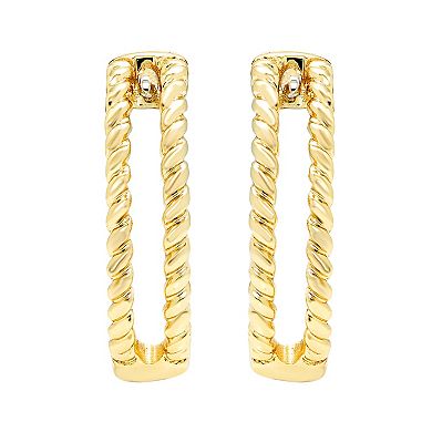 Boston Bay Diamonds Two Tone 14k Gold Over Silver 1/6 Carat T.W. Diamond Hoop Earrings