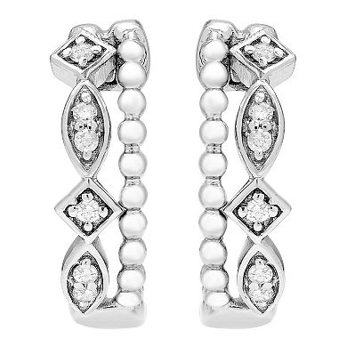 Boston Bay Diamonds Two Tone 14k Rose Gold Over Sterling Silver 1/6 Carat T.W. Diamond Hoop Earrings