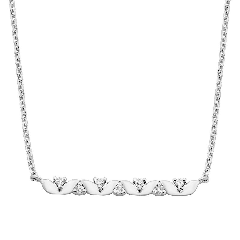 Boston Bay Diamonds Sterling Silver 1/12 Carat T.W. Diamond Bar Necklace, 