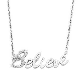 Boston Bay Diamonds Sterling Silver 1/12 Carat T.W. Diamond "Believe" Necklace