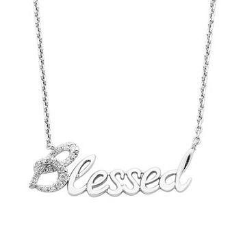 Boston Bay Diamonds Sterling Silver 1/12 Carat T.W. Diamond "Blessed" Necklace