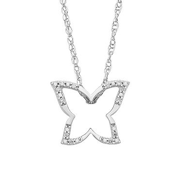 Boston Bay Diamonds 14k Rose Gold Over Silver Diamond Accent Butterfly Pendant Necklace Set of 2