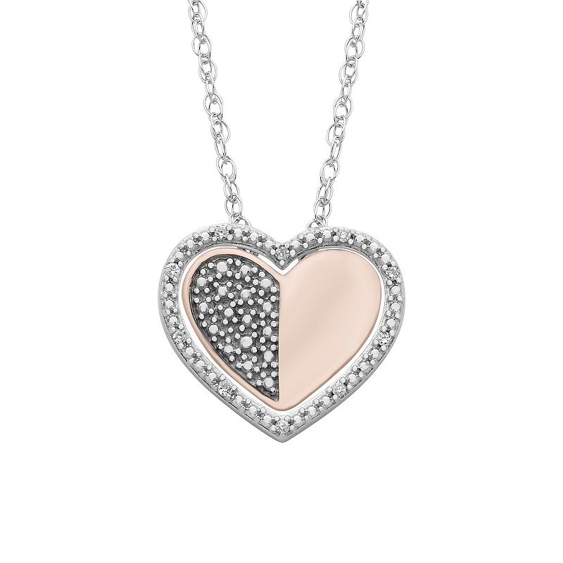 Boston Bay Diamonds 14k Rose Gold Over Silver Diamond Accent Heart Pendant