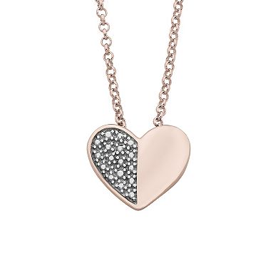 Boston Bay Diamonds 14k Rose Gold Over Silver Diamond Accent Heart Pendant Necklace Set of 2