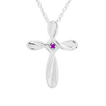 Boston Bay Diamonds Sterling Silver Amethyst Cross Pendant Necklace