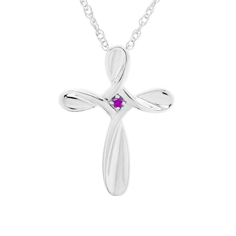 Boston Bay Diamonds Sterling Silver Amethyst Cross Pendant Necklace, Women