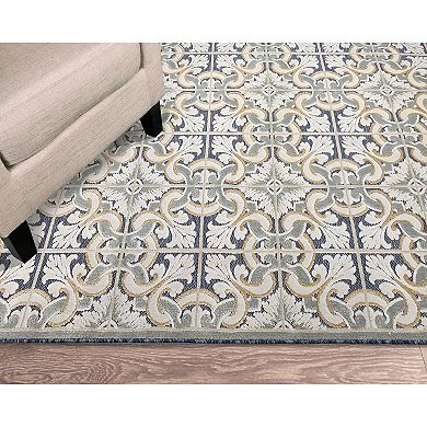 Liora Manne Canyon Floral Tile Indoor/Outdoor Square Rug