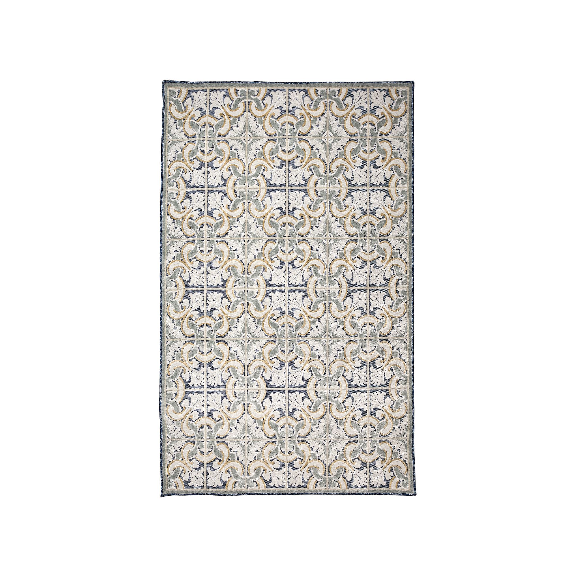 Liora Manne Canyon Floral Tile Indoor/Outdoor Square Rug, Blue