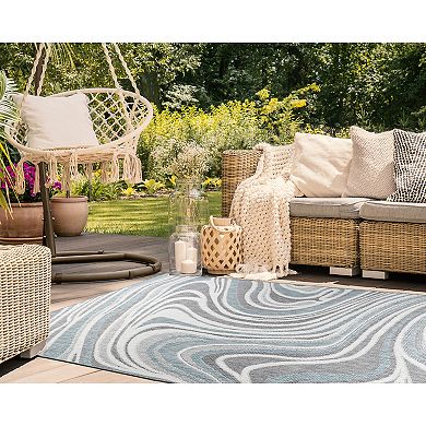 Liora Manne Malibu Waves Indoor Outdoor Rug