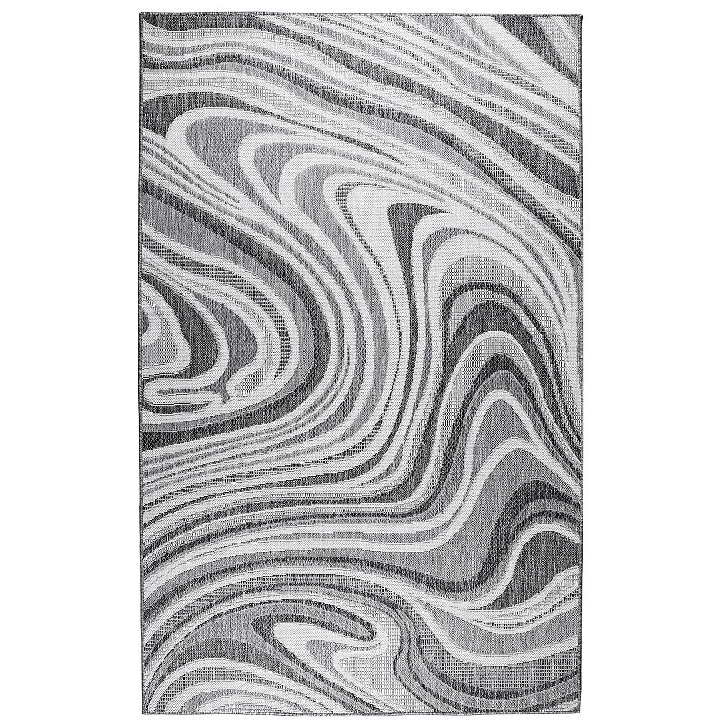Liora Manne Malibu Waves Indoor Outdoor Rug, Grey, 8X10 Ft