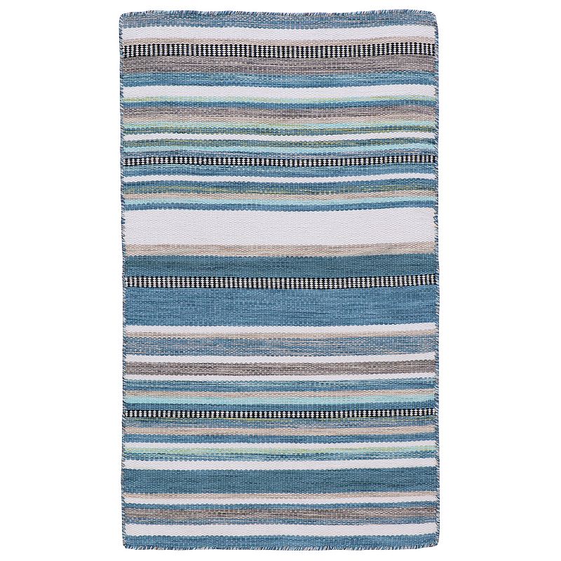 Liora Manne Sonoma Malibu Stripe Indoor Outdoor Rug, Blue, 8X11.5 Ft
