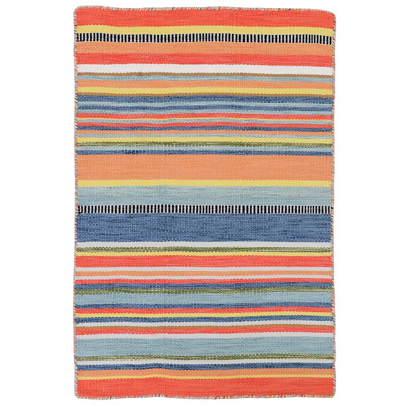 Liora Manne Sonoma Malibu Stripe Indoor Outdoor Rug, Orange, 8X11.5 Ft