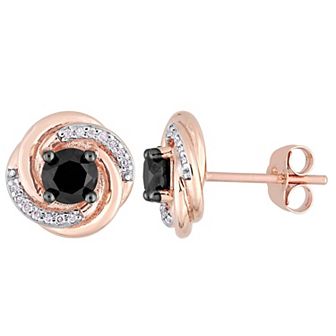 Stella Grace 10k Rose Gold 1 1/10 Carat T.W Black & White Diamond Swirl Earrings