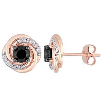 Stella Grace 10k Rose Gold 1 1/10 Carat T.W Black & White Diamond Swirl Earrings