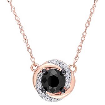 Stella Grace 10k Rose Gold 1 Carat T.W. Black & White Diamond Swirl Necklace