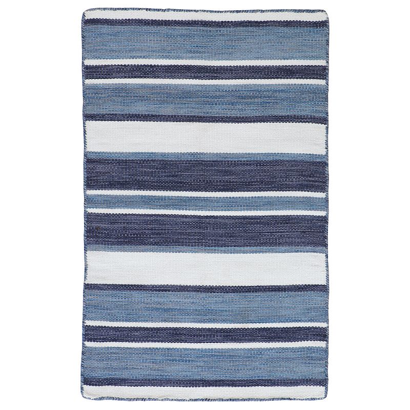 Liora Manne Sorrento Boat Stripe Indoor Outdoor Rug, Blue, 8X11.5 Ft