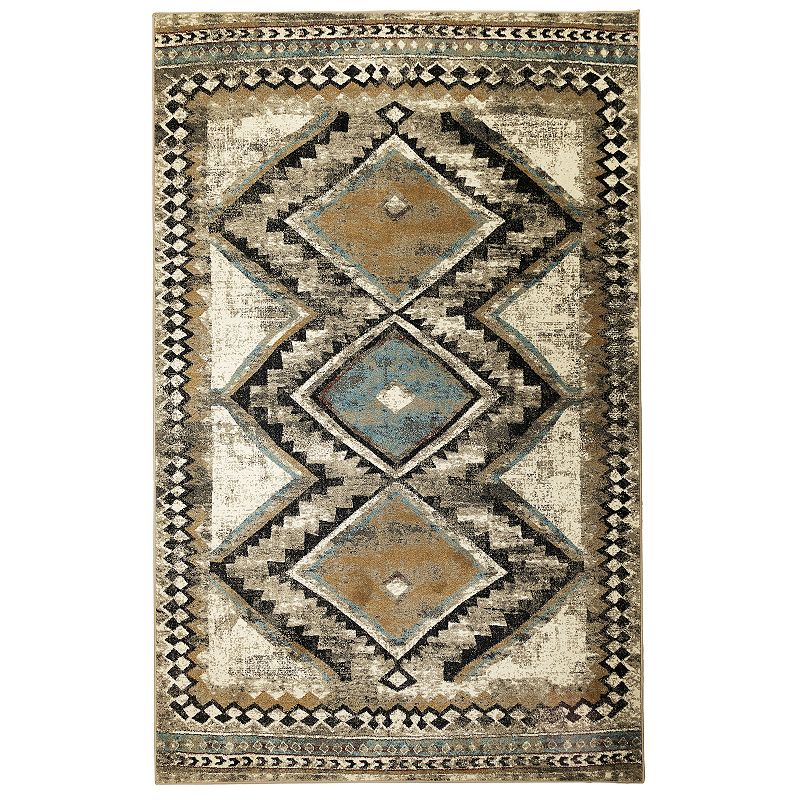 Liora Manne Ashford Diamond Trio Indoor Rug, Beig/Green, 3X5 Ft