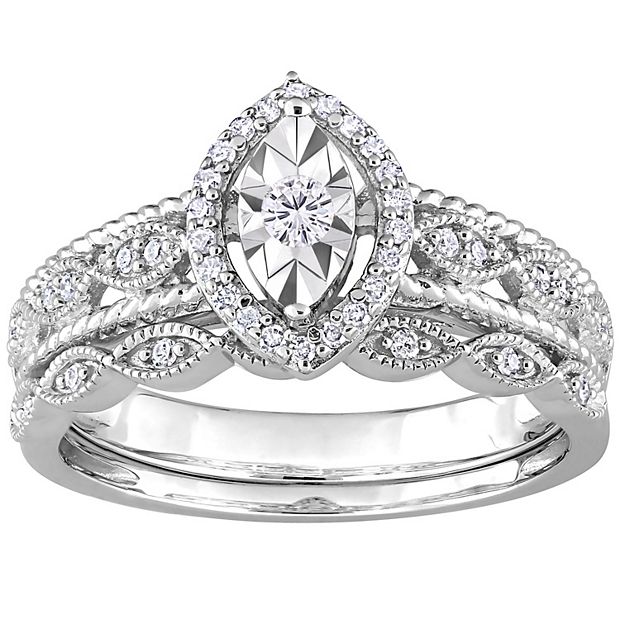 Stella Grace Sterling Silver 1/5 Carat T.W. Diamond Marquise Halo