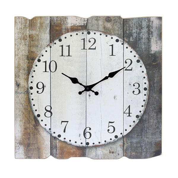 Stonebriar Collection Analog Square Farmhouse Battery Operated Wall Clock