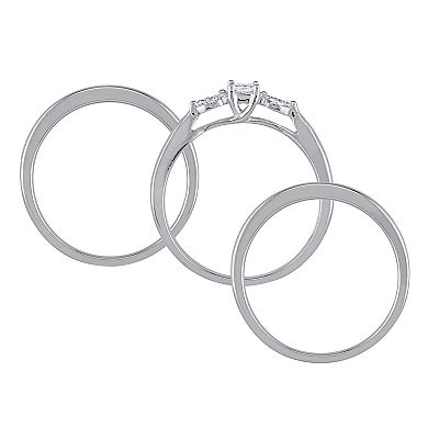 Stella Grace 10k White Gold 1/4 Carat T.W. Diamond 3-Piece Engagement Ring Set