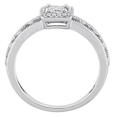 Stella Grace 10k White Gold 3/8 Carat T.W. Diamond Square Halo Engagement Ring