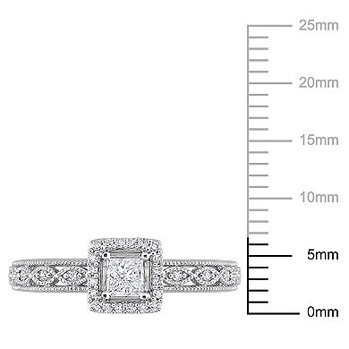 Stella Grace 10k White Gold 3/8 Carat T.W. Diamond Square Halo Engagement Ring