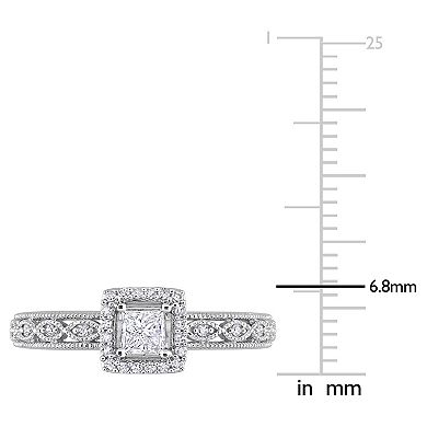 Stella Grace 10k White Gold 3/8 Carat T.W. Diamond Square Halo Engagement Ring