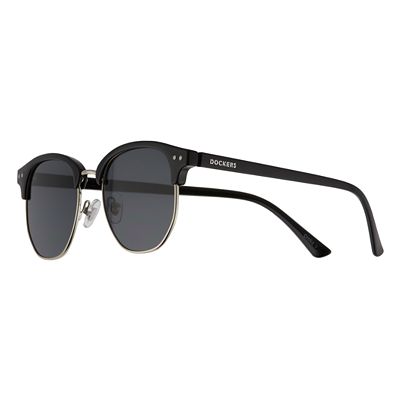 Men s Dockers Black Silver Round Sunglasses