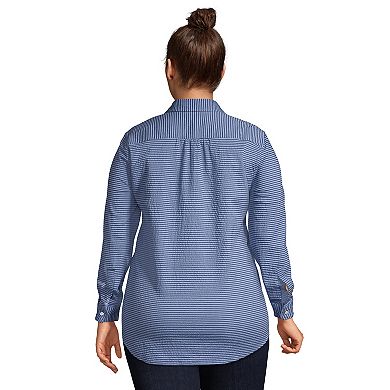 Plus Size Lands' End Reversible Boyfriend Fit Long Sleeve Tunic Top