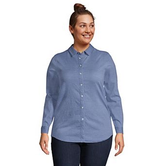 Plus Size Lands' End Reversible Boyfriend Fit Long Sleeve Tunic Top