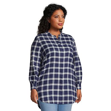 Plus Size Lands' End A-Line Flannel Tunic Shirt