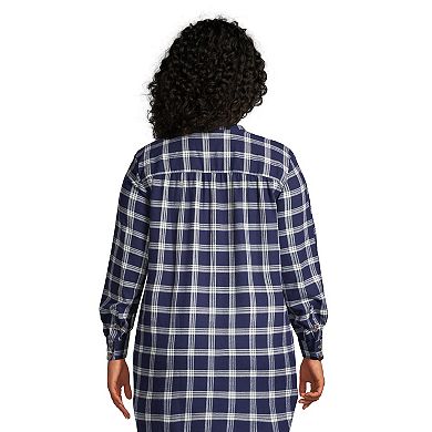 Plus Size Lands' End A-Line Flannel Tunic Shirt