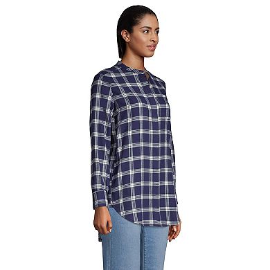 Petite Lands' End Flannel A-Line Long Sleeve Tunic Top