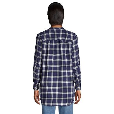 Petite Lands' End Flannel A-Line Long Sleeve Tunic Top