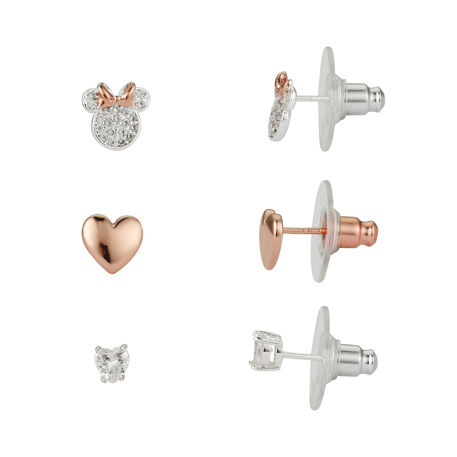 Image for Disney 's Minnie Mouse Two Tone Cubic Zirconia Heart Nickel Free Earring Set at Kohl's.