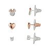 Disney's Minnie Mouse Two Tone Cubic Zirconia Heart Earring Set