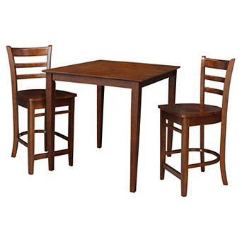 International Concepts Espresso Dining Table & Emily Counter Stool 3 pc Set