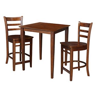 International Concepts Espresso Counter Dining Table & Emily Counter Stool 3 pc Set
