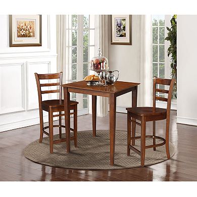 International Concepts Espresso Counter Dining Table & Emily Counter Stool 3-piece Set