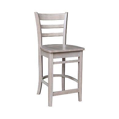 International Concepts Washed Gray Dining Table & Emily Counter Stool 3-piece Set