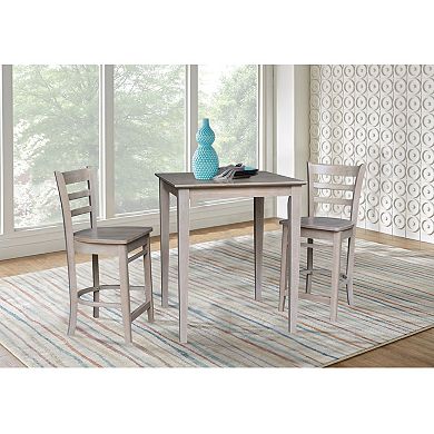 International Concepts Washed Gray Dining Table & Emily Counter Stool 3-piece Set