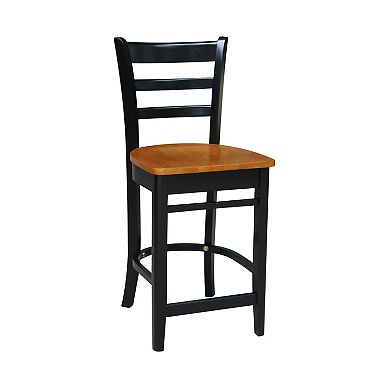International Concepts Black Cherry Finish Dining Table & Emily Counter Stool 3-piece Set