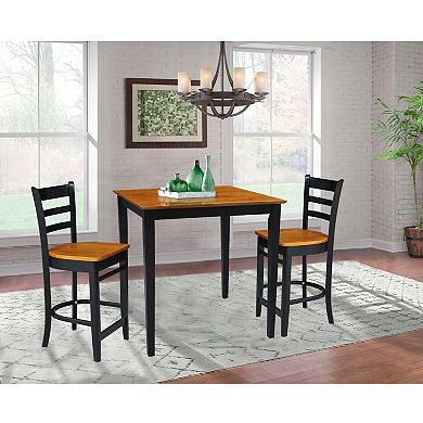 International Concepts Counter Black Cherry Dining Table & Emily Counter Stool 3-piece Set