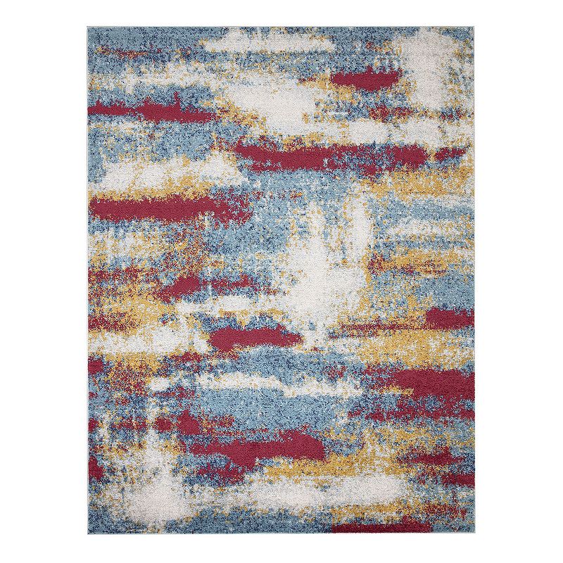 Ottomanson Distressed Rug, Blue, 5X7 Ft
