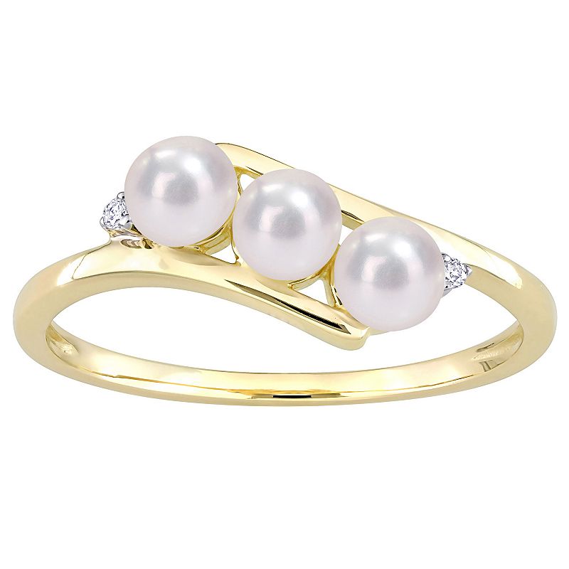 Stella Grace 10k Gold Freshwater Cultured Pearl & Diamond Accent Bypass Rin