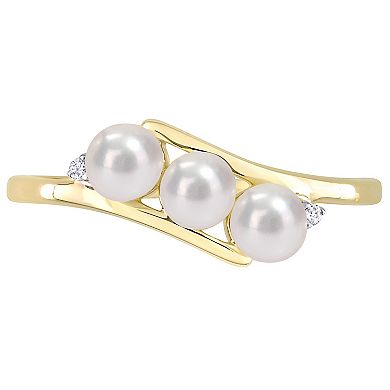 Stella Grace 10k Gold Freshwater Cultured Pearl & Diamond Accent Bypass Ring