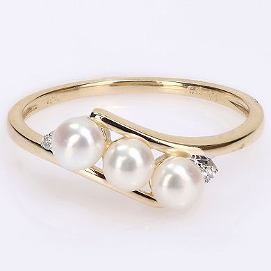 Stella Grace 10k Gold Freshwater Cultured Pearl & Diamond Accent Bypass Ring