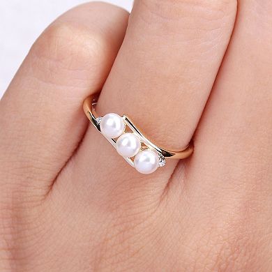 Stella Grace 10k Gold Freshwater Cultured Pearl & Diamond Accent Bypass Ring